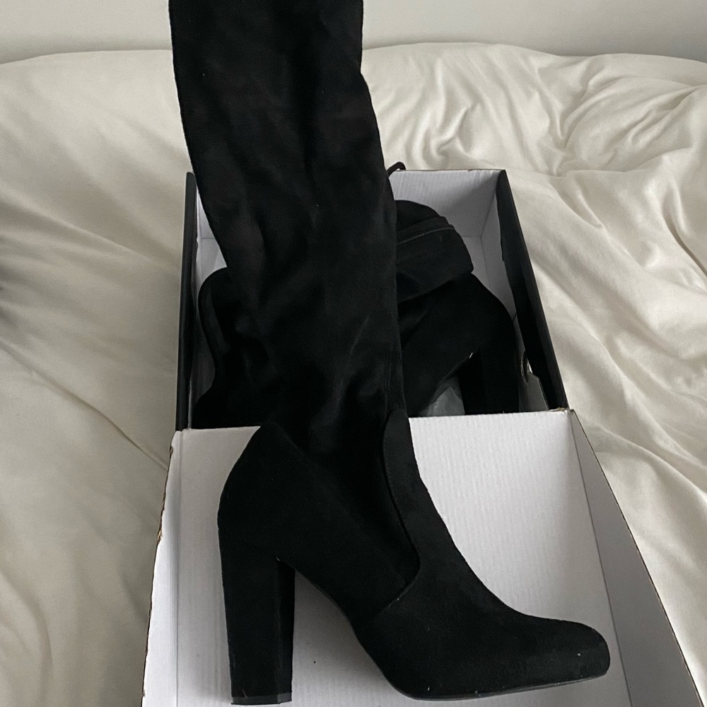 Black Knee High Booties